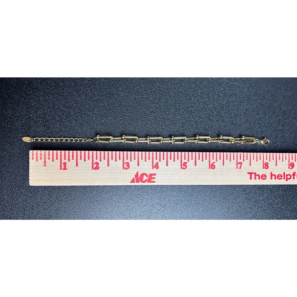 Gold U-Shaped Link Chain Bracelet Horseshoe Stainless Steel Layering Jewelry - Picture 3 of 3